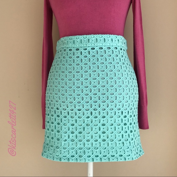 J. Crew Dresses & Skirts - J. Crew Turquoise Eyelet Skirt